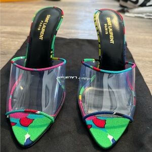 Saint Laurent Women's Colorful Heels with Clear Accents
